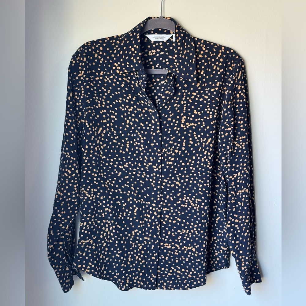 & Other Stories Long Sleeve Blouse in Black and Gold Polka Dot